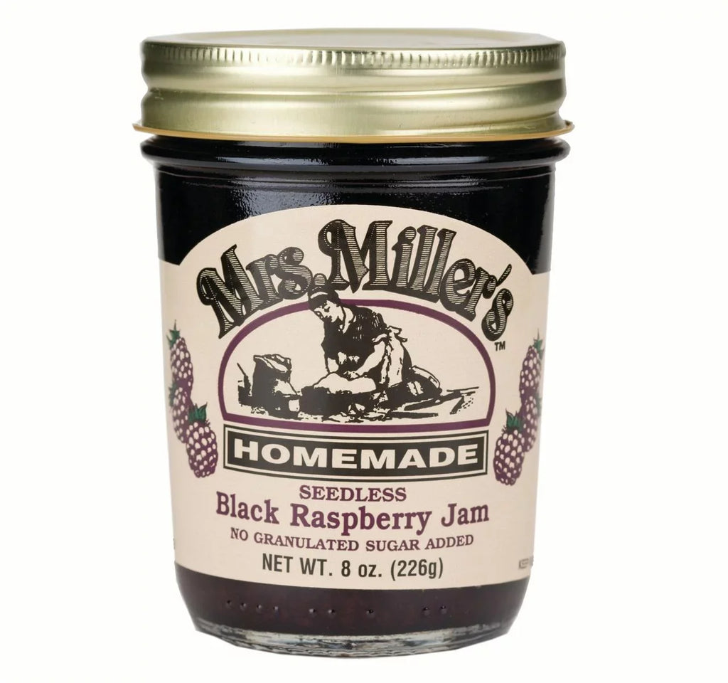 Jars. Miller's Homemade No Sugar Seedless Black Raspberry Jam, 2-Pack 8 oz. Mrs