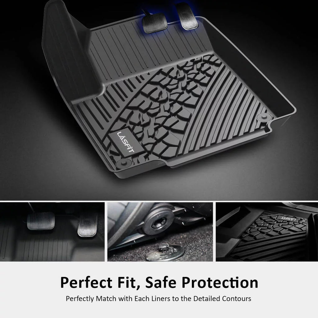 LASFIT Floor Mats for 2015-2021 Jeep Cherokee(Don't Fit Grand CHEROKEE), All elements Fit TPE Floor Liners Set, 1st and 2nd Row, Black