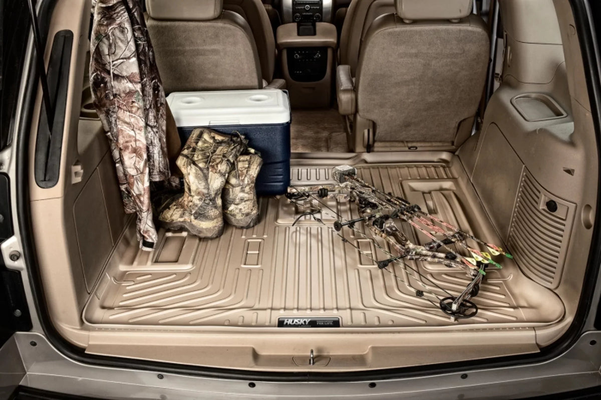 Husky by RealTruck Weatherbeater Series Cargo Liner Behind 2nd Seat Black appropriate with 15-20 Cadillac Escalade/Chevrolet Tahoe/GMC Yukon; fits back of 2nd row over folded flat 3rd row Seats