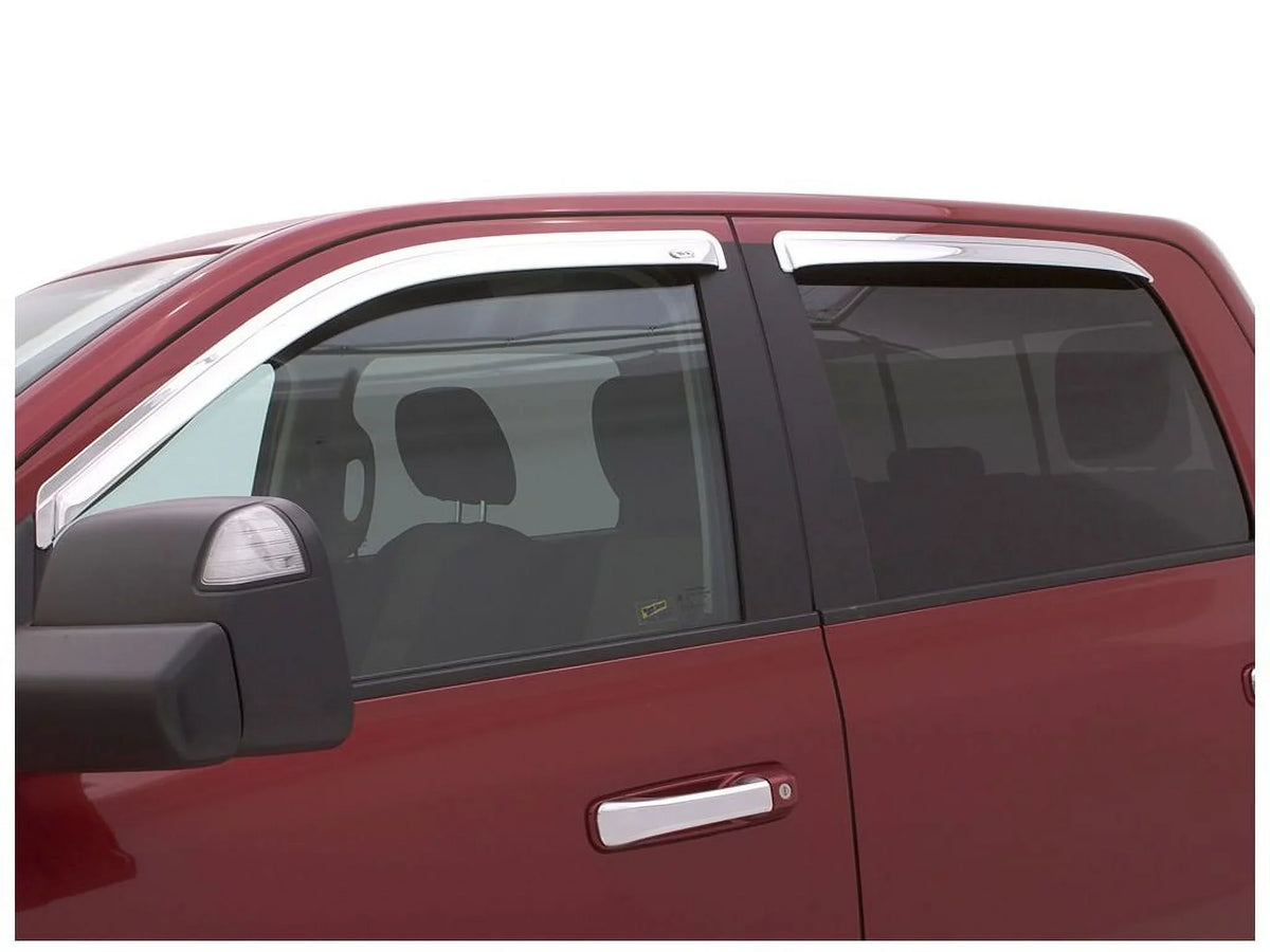 Auto Ventshade (AVS) by RealTruck Outside Mount Front Window Ventvisor 2Pc - Chrome suitable with Select: 2017-2019 Nissan Titan Xd, 2021 Nissan Titan Sv/Sl/Platinum Reserve