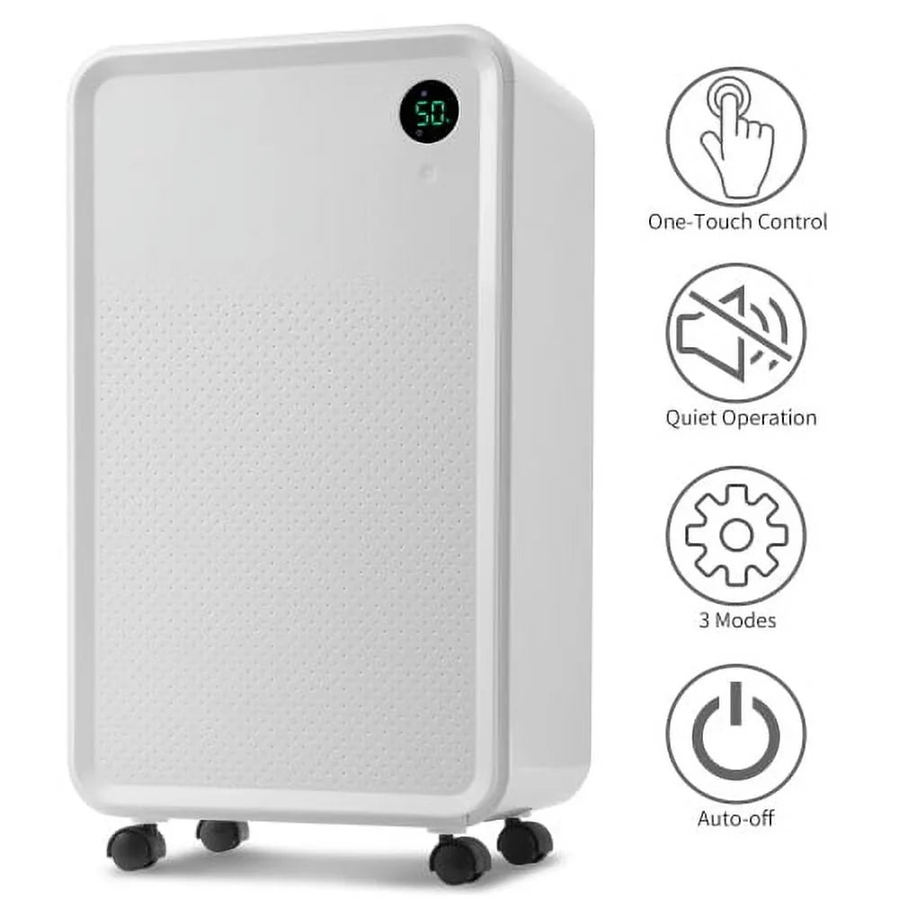 Dehumidifier with 2L moisture Tank, Auto or Manual Drain, 30 Pint Dehumidifier for Medium to Large Rooms and Basements. Ft. Churanty 3,000 Sq