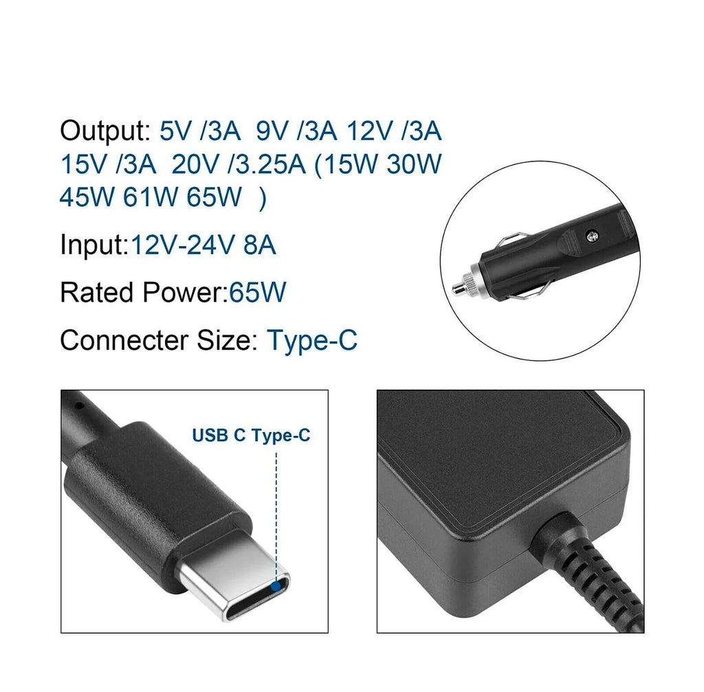 AMSK POWER Car Charger 65W USB-C for  ZBook Firefly 14 inch G10 A Mobile Workstation PC