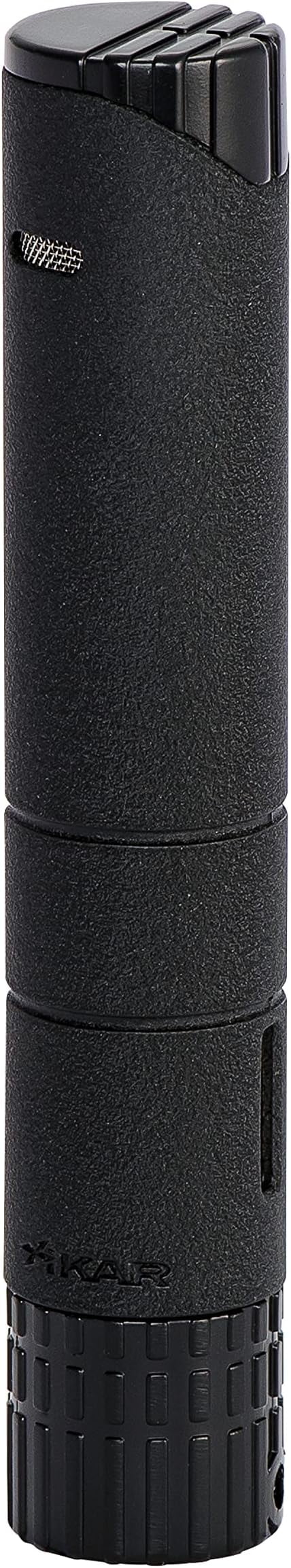 Xikar Turrim Cigar Lighter, Single Jet Flame, Piezo Ignition, Wrinkle Black