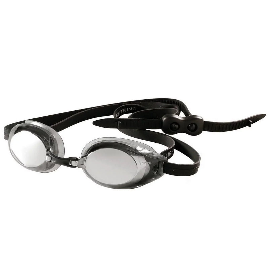 FINIS Lightning Goggles - Competitive Swim Goggles for Women and Men - Watertight Swimming Goggles with Adjustable Silicone Straps - Adult Swim Goggles with 4 Interchangeable Nose Pieces - Black/Smoke