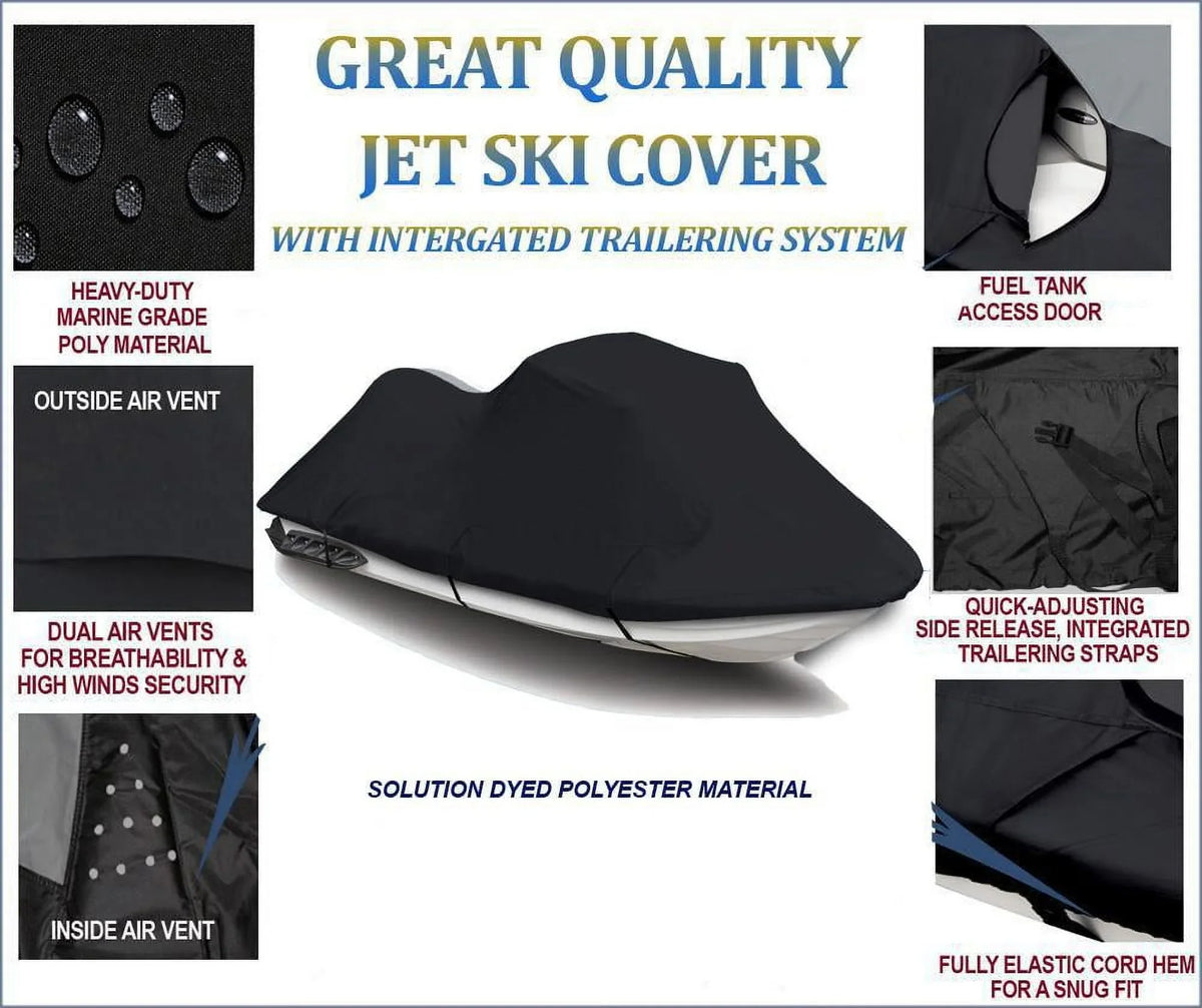 BLACK 600 DENIER JetSki protector matching for Sea Doo Sea-Doo Bombardier GSX 1996 1997 1998, GS 1996 1997 1998 1999 2000 2001 Jet Ski PWC protector 1-2 Seater