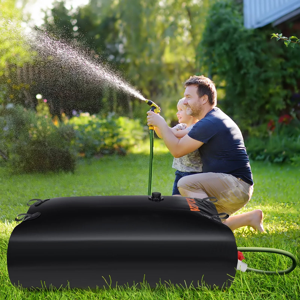 BENTISM Portable liquid Storage Bladder Rainwater Bag,143 Gallon Large Capacity liquid Storage Containers,1000D PVC moisture Bladder Including Spigots and Overflow Kit,moisture Tank