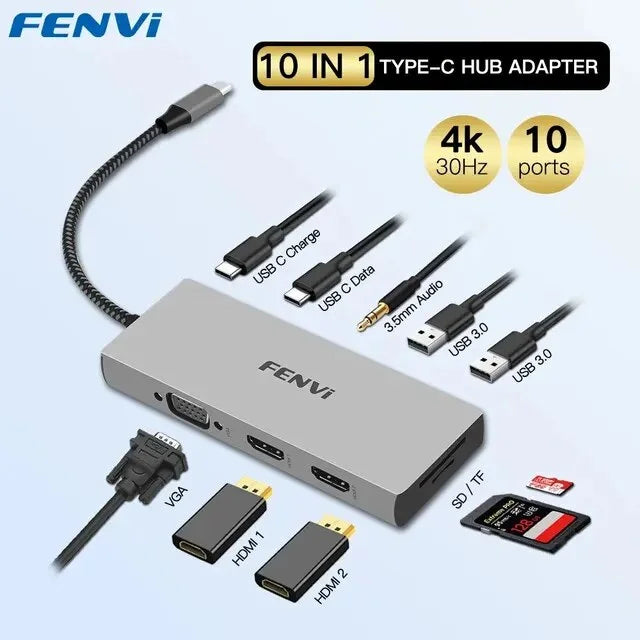 in 1 Type C Hub USB C To -suitable 4K 30Hz Docking Station PD 100W USB Splitter for Macbook Air PC Laptop Win10