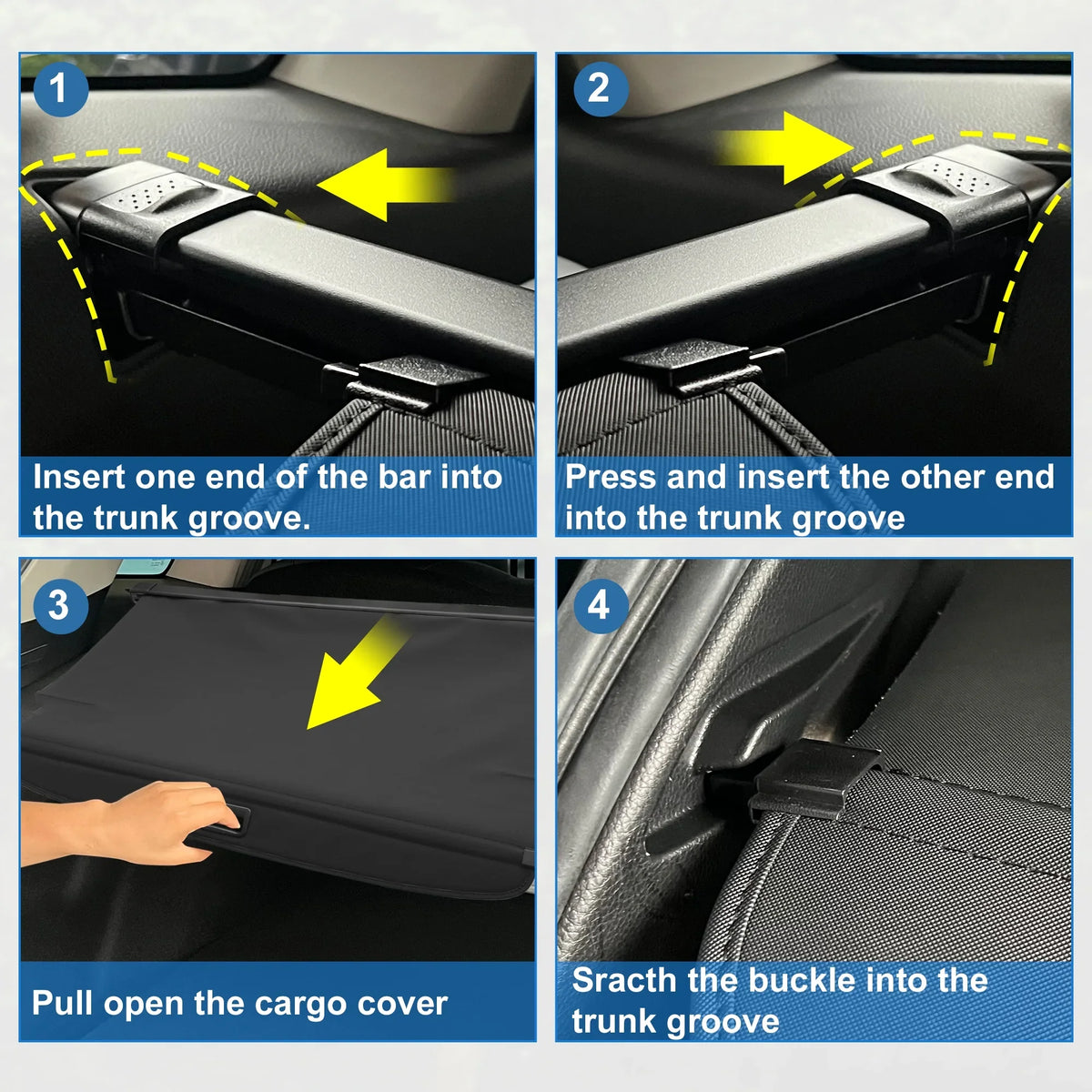 Retractable Cargo protector for  RAV4 2019-2023 Waterproof Non Slip Rear Trunk Shielding Shade Black