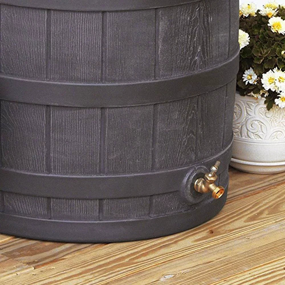 Good Ideas Rain Wizard 50 Gallon Rain Barrel aqua Collector, Oak (2 Pack)