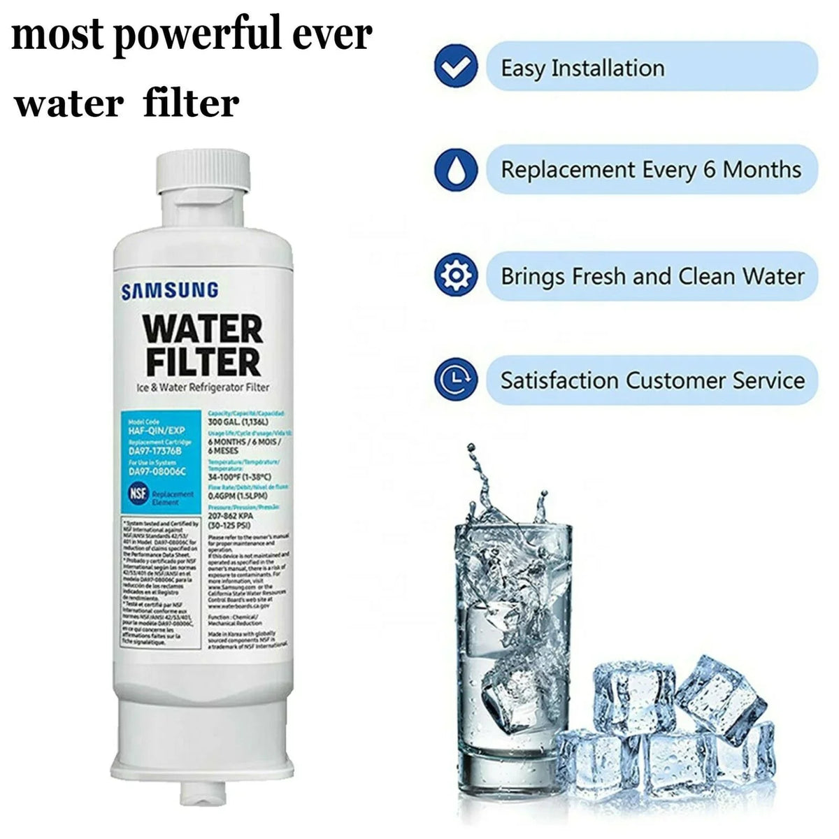 DA97-17376B HAF-QIN Refrigerator aqua Filter DA97-08006C refrigerator filter 4 Pack