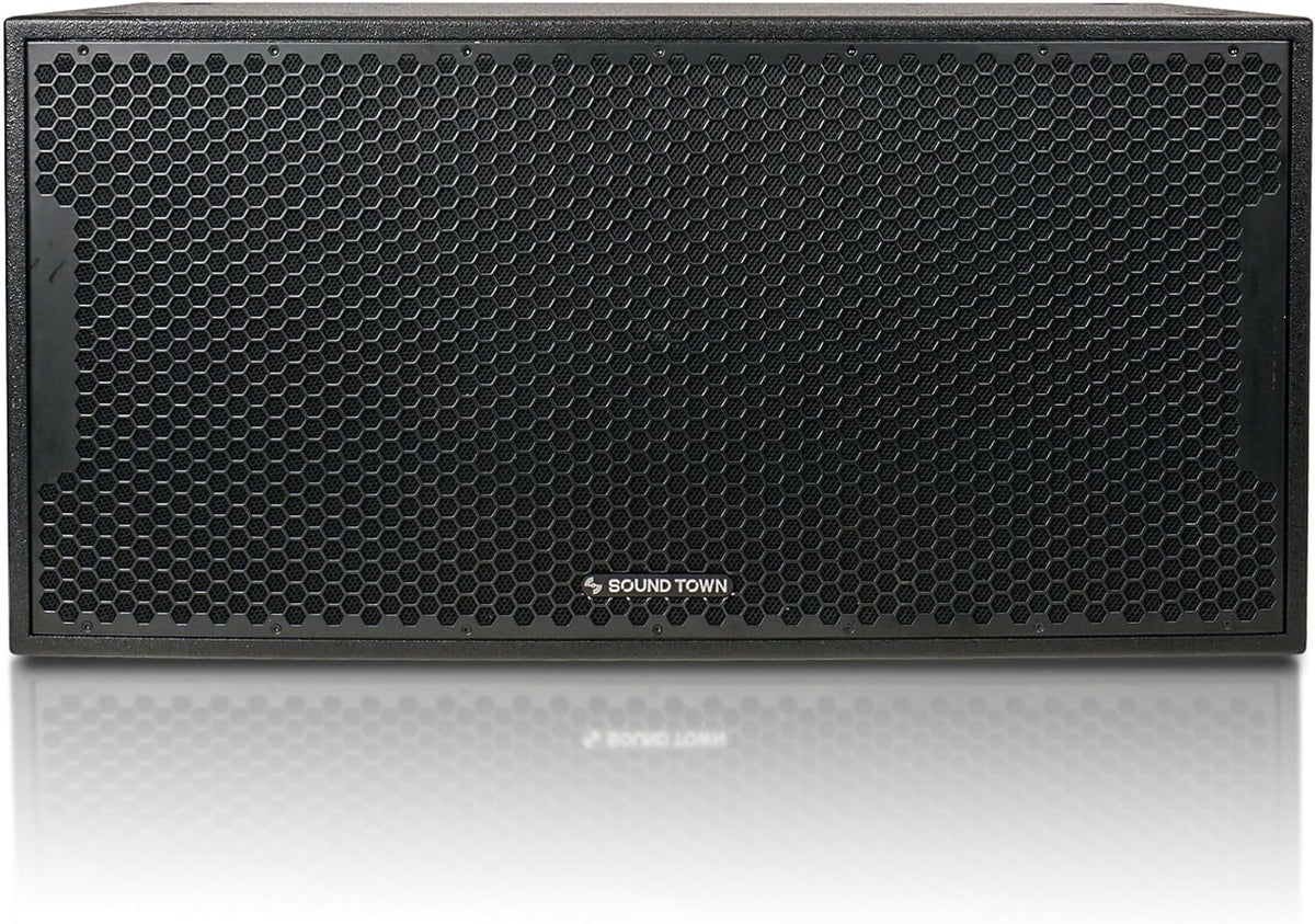 Sound Town CARME Series Dual 18" 3200W PA/DJ Powered Subwoofer with DSP, 2-Channel Class-D, 4" Voice Coil, Birch Plywood, Bass Reinforcement, for Stages, Bars, Clubs, Concert, Black (CARME-218SBPW)