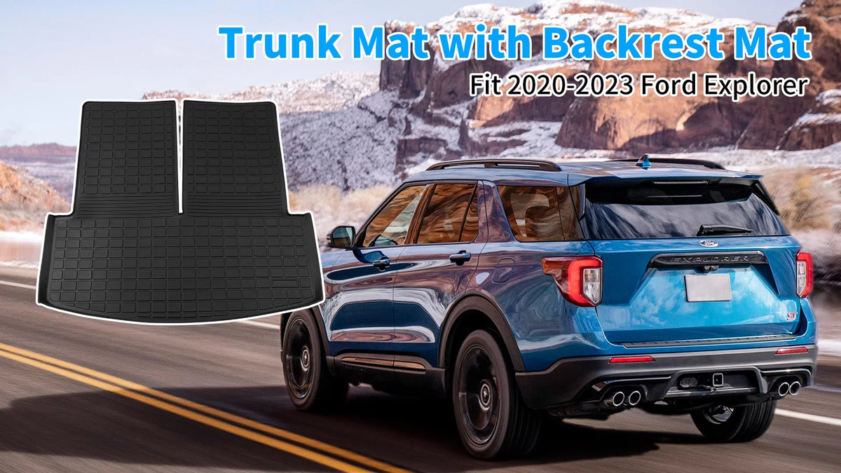 Fit 2020 2021 2022 2023  Explorer Cargo Liner TPE All atmospheric conditions Trunk Mat Back Seat wrap Protector for 6&7 Passenger Explorer Accessories (Trunk Mat with Backrest Mat)