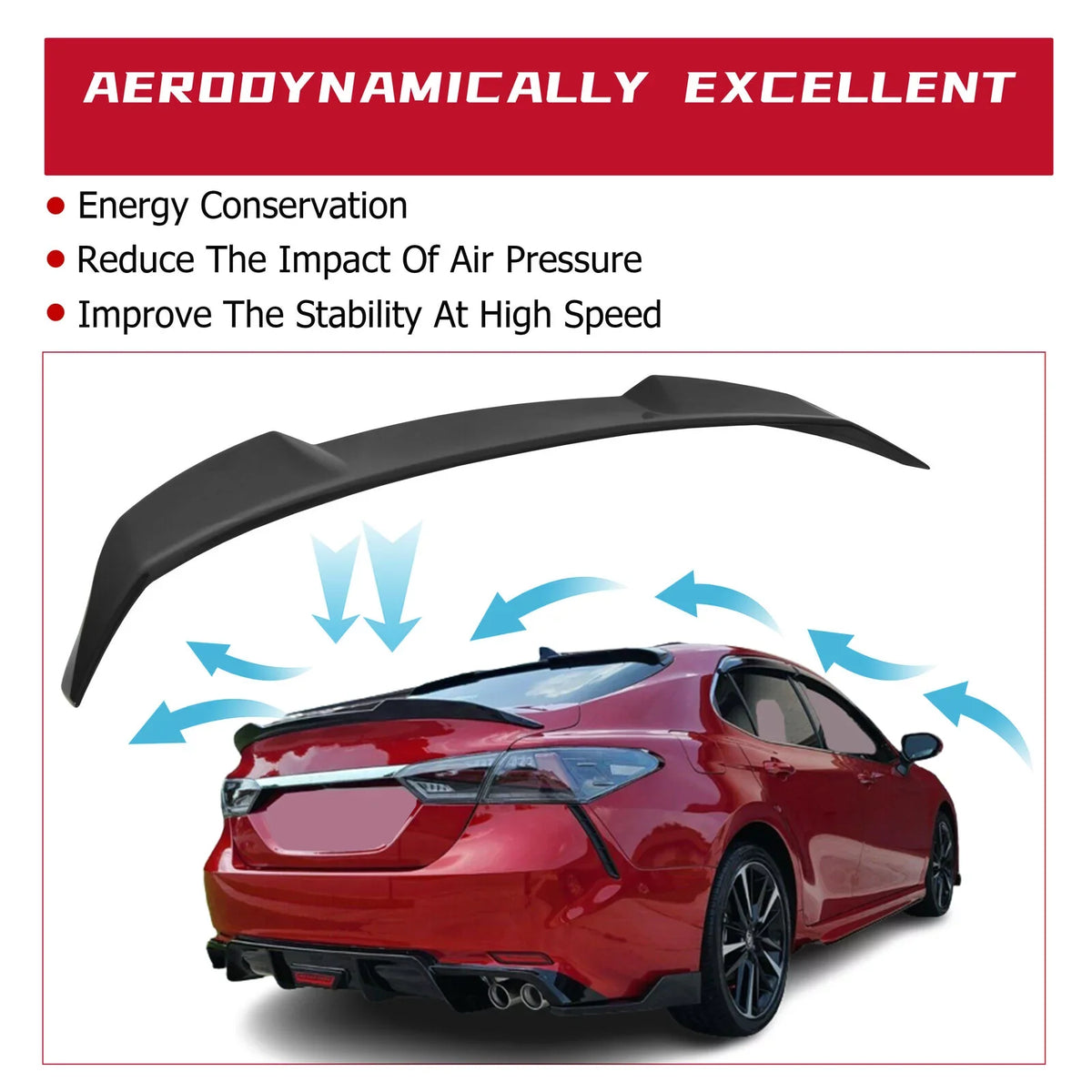 Kojem Rear Trunk Spoiler Lid Wing for 2018-2021  Camry SE XSE LE XLE M4 Style 19 20 Glossy Black