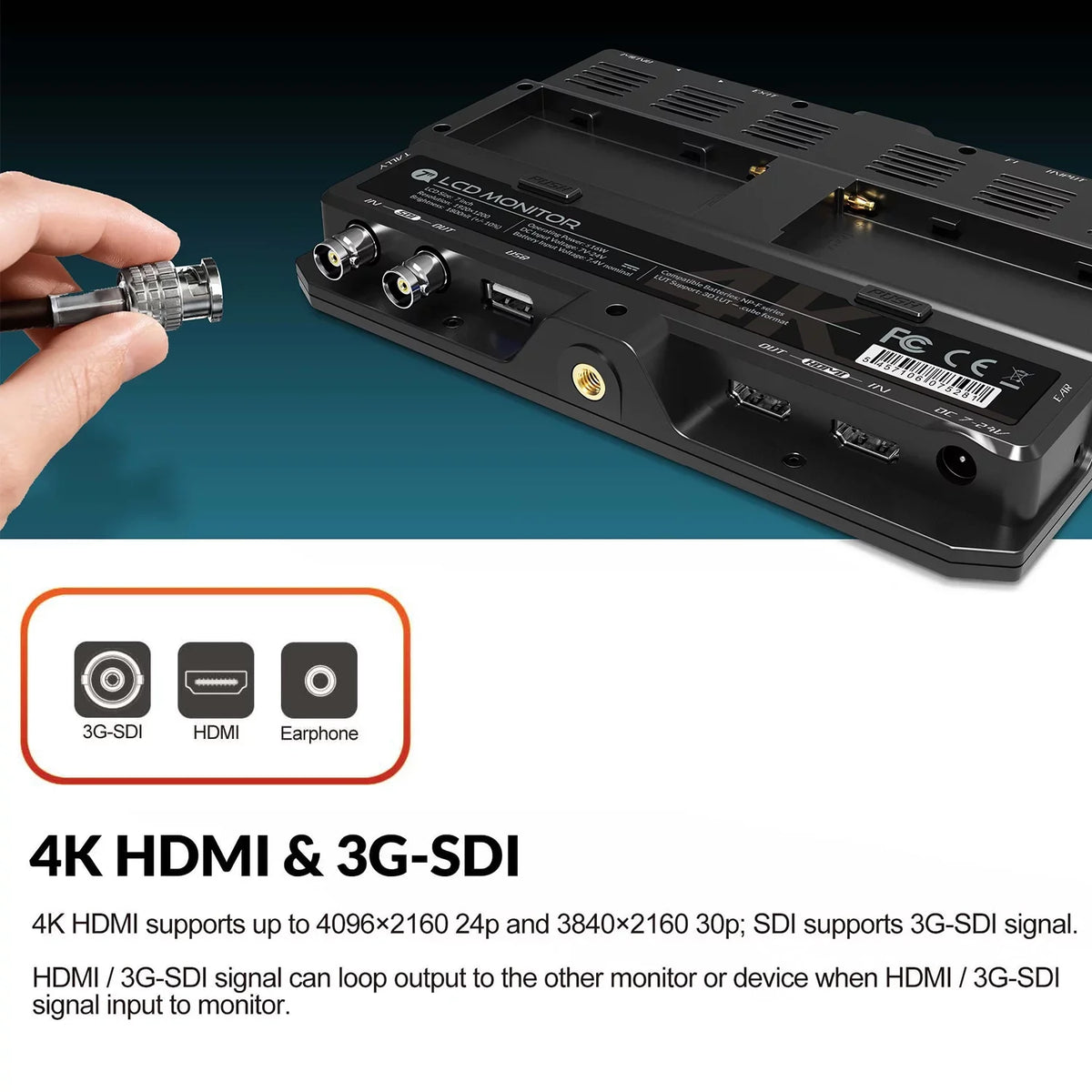 LILLIPUT H7S 7 Inch 4K Ultra Brightness On- Monitor with Full HD Resolution 1800nit Sunlight Viewable 4K- & 3G-SDI Input Output Support HDR 3D-LUT Functions for Taking Photos & Creating Movi