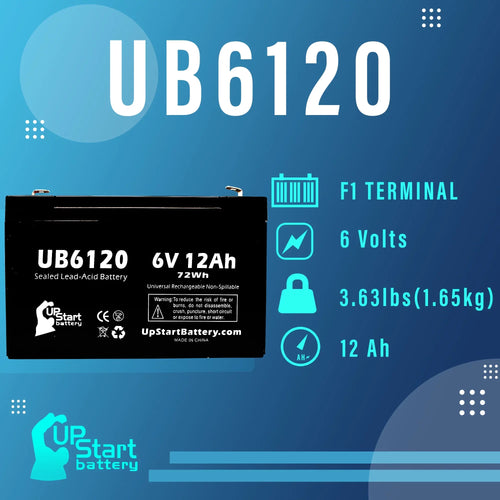 2x Pack - appropriate Tripp-Lite 850 Battery - Replacement UB6120 Universal Sealed Lead Acid Battery (6V, 12Ah, 12000mAh, F1 Terminal, AGM, SLA) - Includes 4 F1 to F2 Terminal Adapters