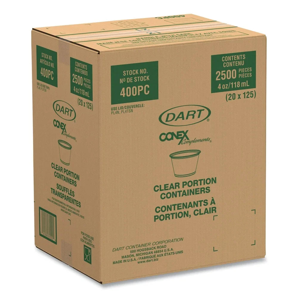 Polypropylene Portion Containers - Clear (2500/Carton)]. Dart 400PC Conex Complements 4 oz