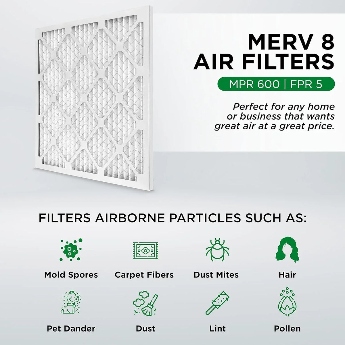 Ext Size: 23-3/8 X 23-3/8 X 3-3/4. Case Of 6. 24X24x4 MERV 8 Pleated HV Furne Air Filters