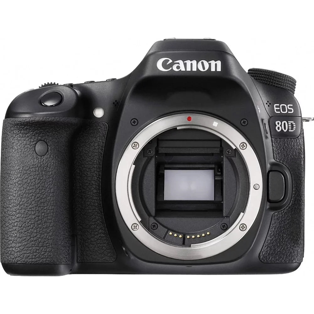 EOS 80D 24.2 MP CMOS Digital SLR Camera (Body) + Accessory Bundle 64GB SDXC Memory + DSLR Photo Bag + Wide Angle Lens + 2x Telephoto Lens + Flash + Remote + Tripod & More