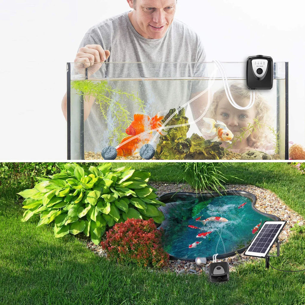 hirigin Solar Oxygen Pump with Aquarium Tube Bubble Stone Pond Aerator