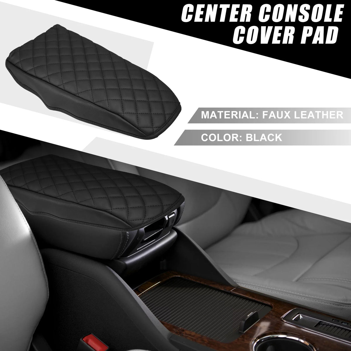 Unique Bargains Car Center Console Pad Waterproof Armrest Seat Box shield Protector for  Bronco Sport 2020-2023 Black