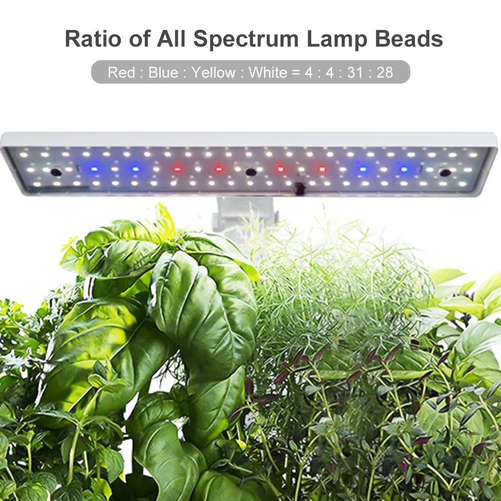 Leyfeng Smart Hydroponics Growing System Indoor Herb Garden Kit 9 Pods Automatic Timing with Height Adjustable 15W LED Grow Lights 2L aqua Tank Smart aqua Pump for Home Office Kitchen