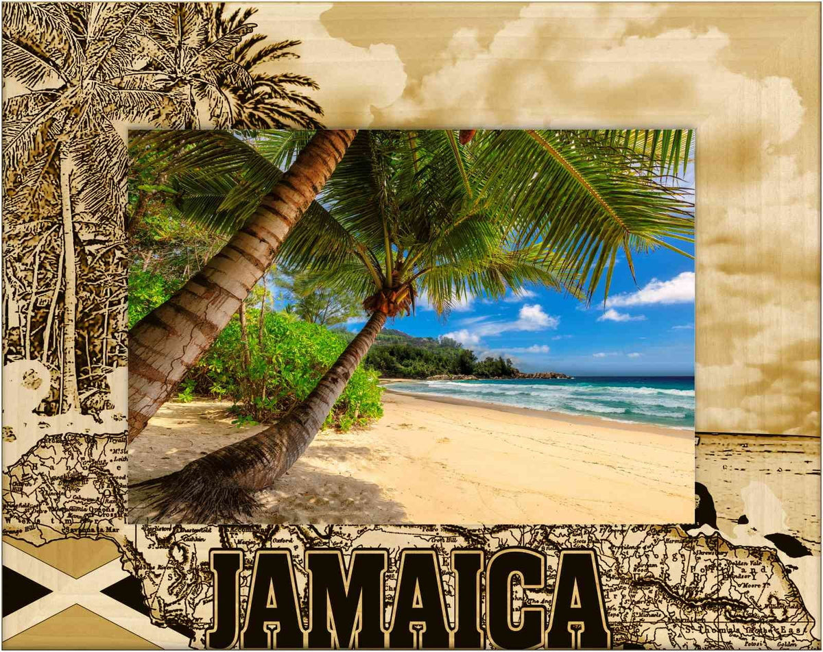 Jamaica Laser Engraved Wood Picture Frame Landscape (8 x 10)
