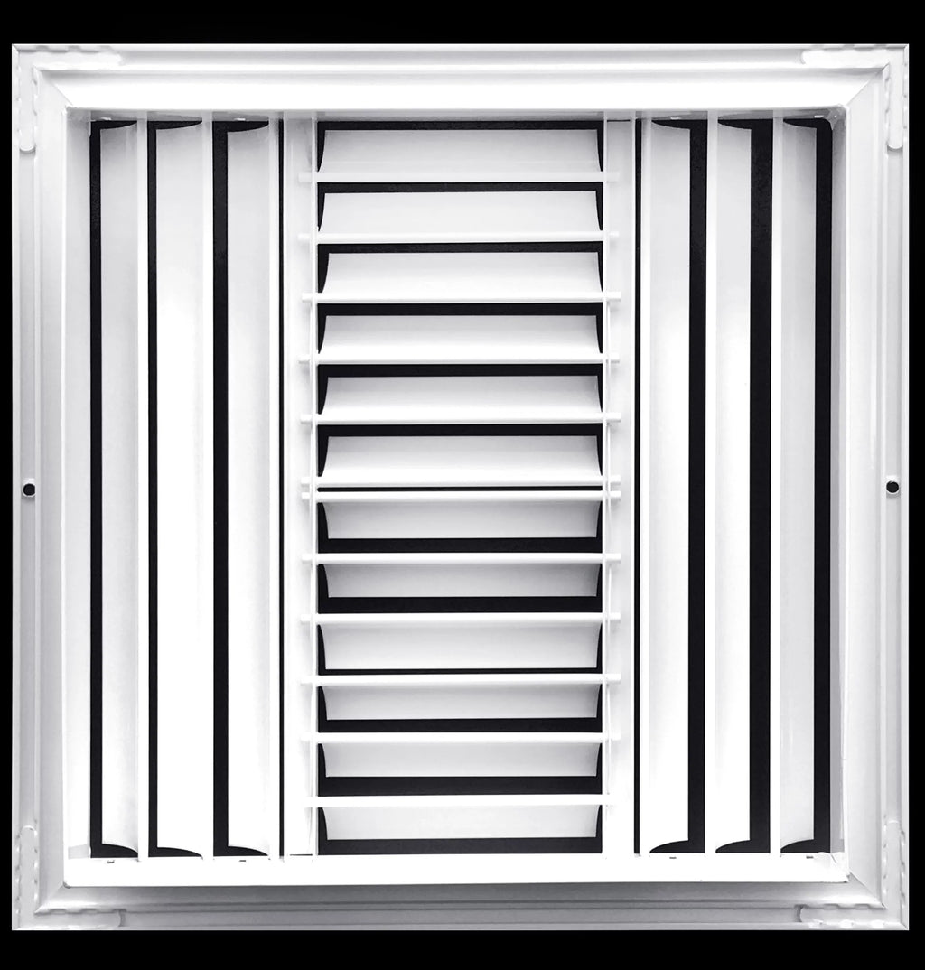 16"w X 16"h 4-Way Aluminum Curved Blade Adjustable Air Supply HVAC Diffuser - Full Control Vertical/Horizontal Airflow Direction - Vent Duct shield Outer Dimensions: 17.65"w X 17.65"h