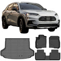 Ikon Motorsports Floor Mats & Trunk Mat appropriate With 2023-2024 Honda HR-V, Black 3D Molded Carpets Liner 1st 2nd Row Front Rear Boot Tray wrap Protection Cargo Pad TPE All climate Protector