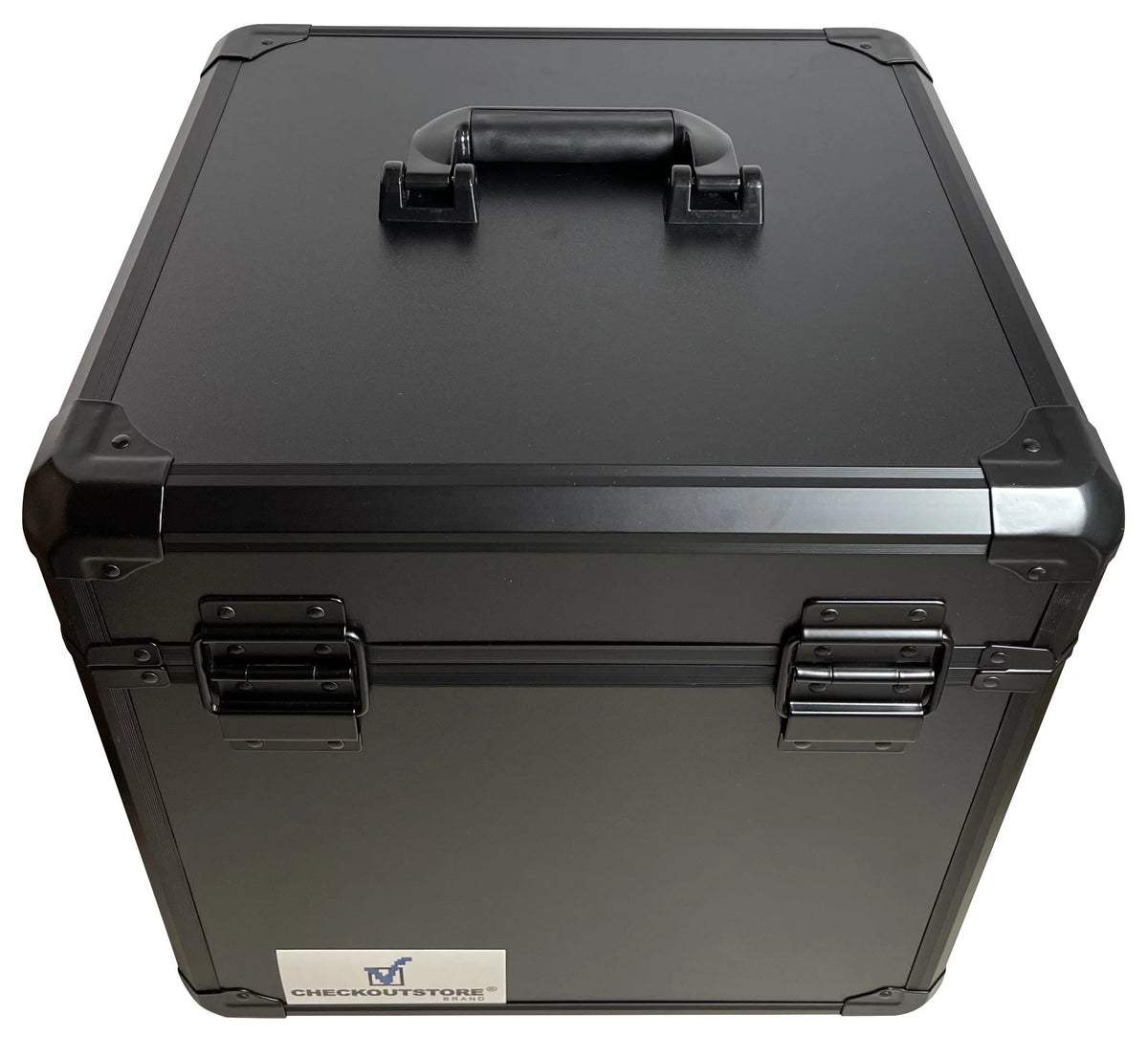 CheckOutStore Black Limited Aluminum 12" LP Vinyl Record Storage Box (Holds 100 Records)