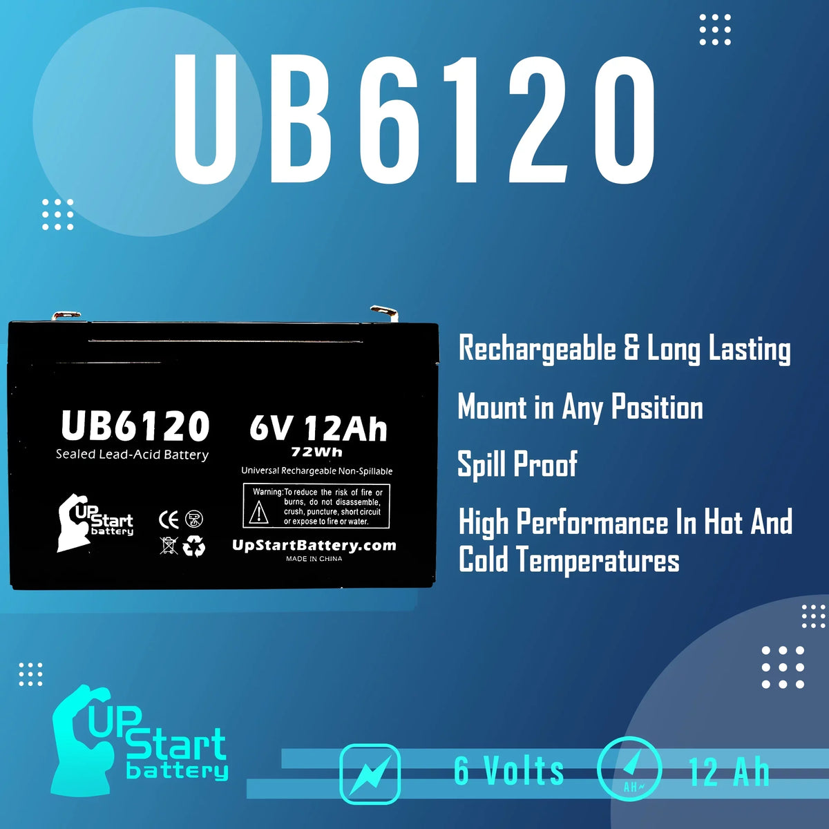 2x Pack - appropriate Tripp-Lite 850 Battery - Replacement UB6120 Universal Sealed Lead Acid Battery (6V, 12Ah, 12000mAh, F1 Terminal, AGM, SLA) - Includes 4 F1 to F2 Terminal Adapters