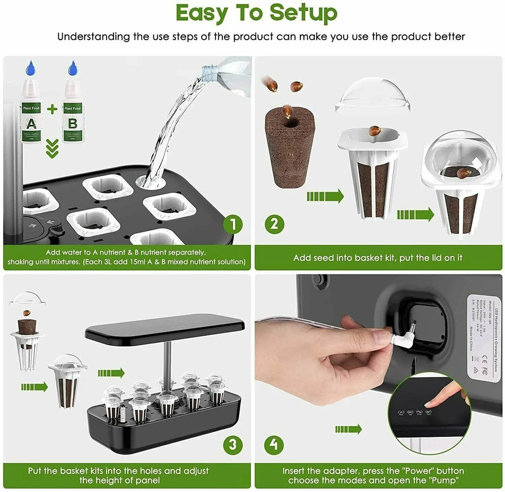 Hydroponics Growing System Indoor Garden Germination Kit 36W LED Grow Light Time