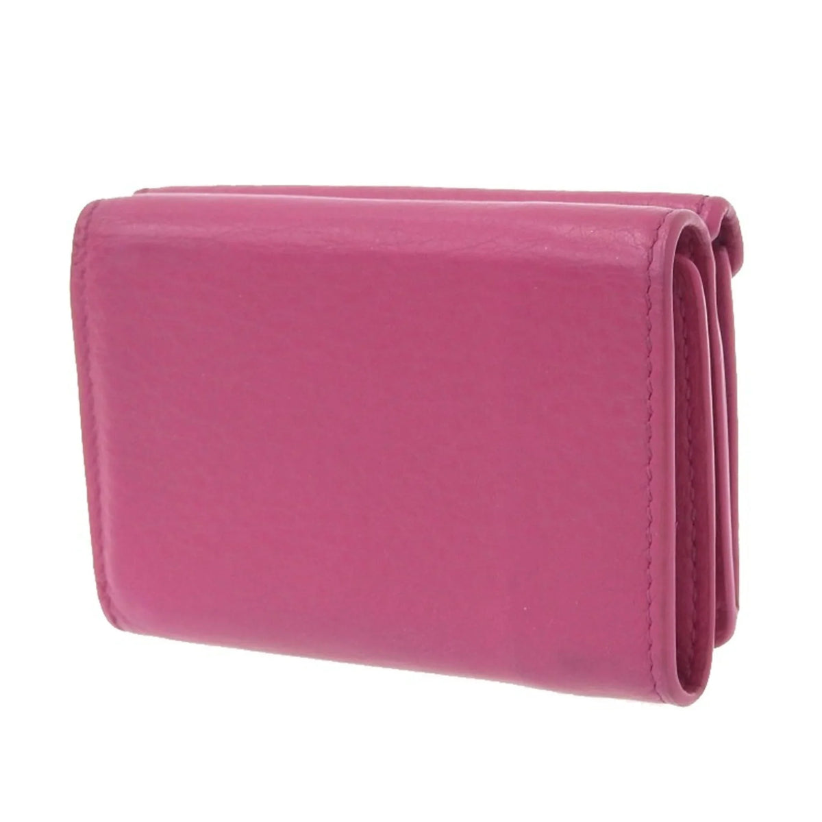 Pre-Owned Balenciaga BALENCIAGA paper mini wallet with hook tri-fold leather pink 391446 (Good)