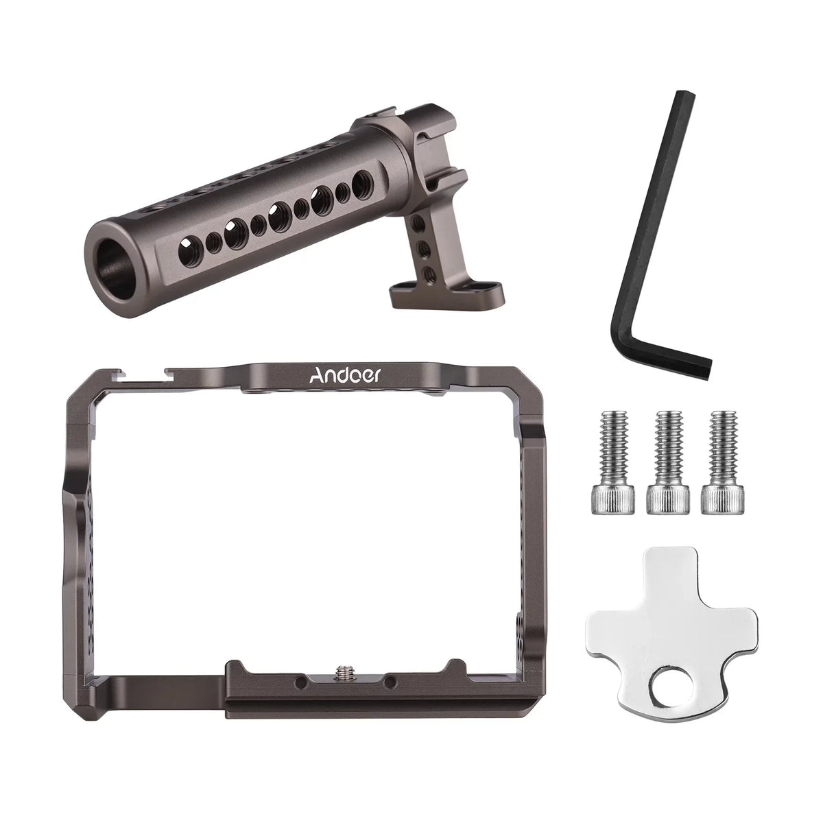 Andoer Aluminum Alloy Camera Cage Kit with Video Rig Handle Grip Replacement for  A7R III/ A7 II/ A7III
