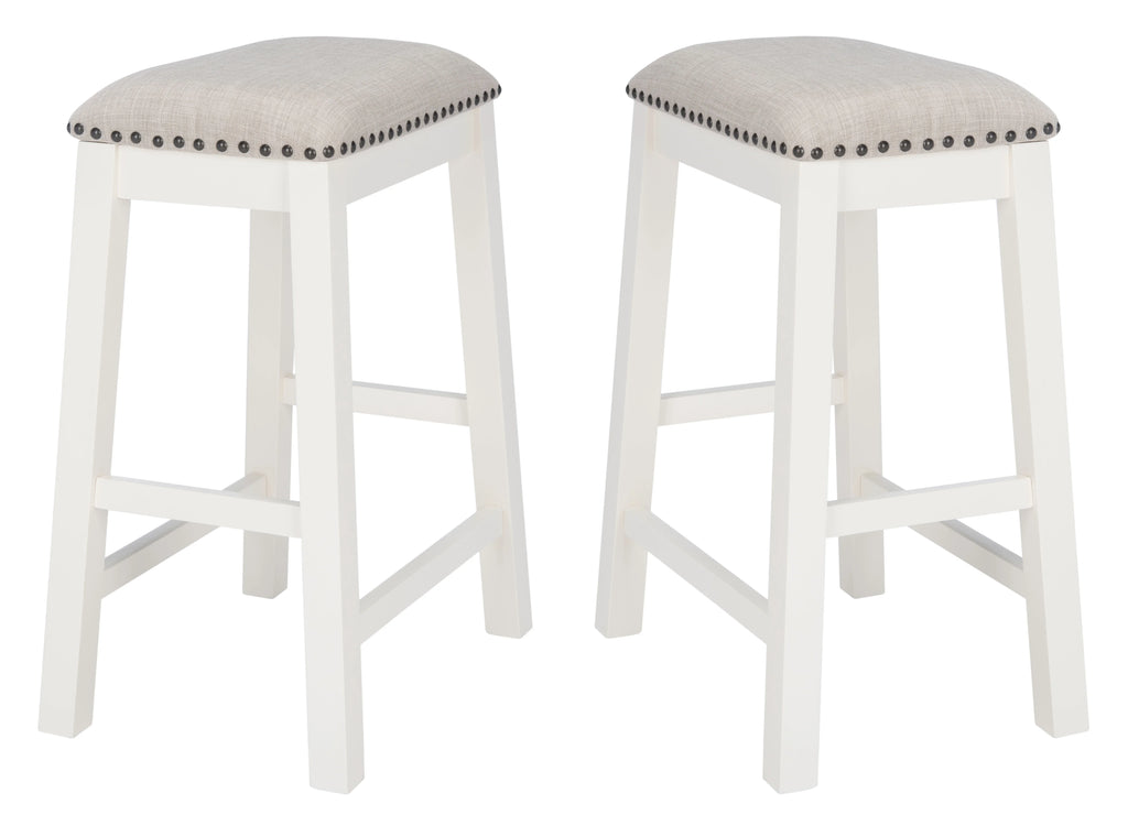 H). D x 25 in. W x 13 in. SAFAVIEH Aero Mid-Century Counter Stool, White, Set of 2 (18.8 in