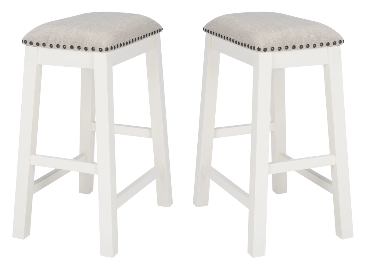 H). D x 25 in. W x 13 in. SAFAVIEH Aero Mid-Century Counter Stool, White, Set of 2 (18.8 in