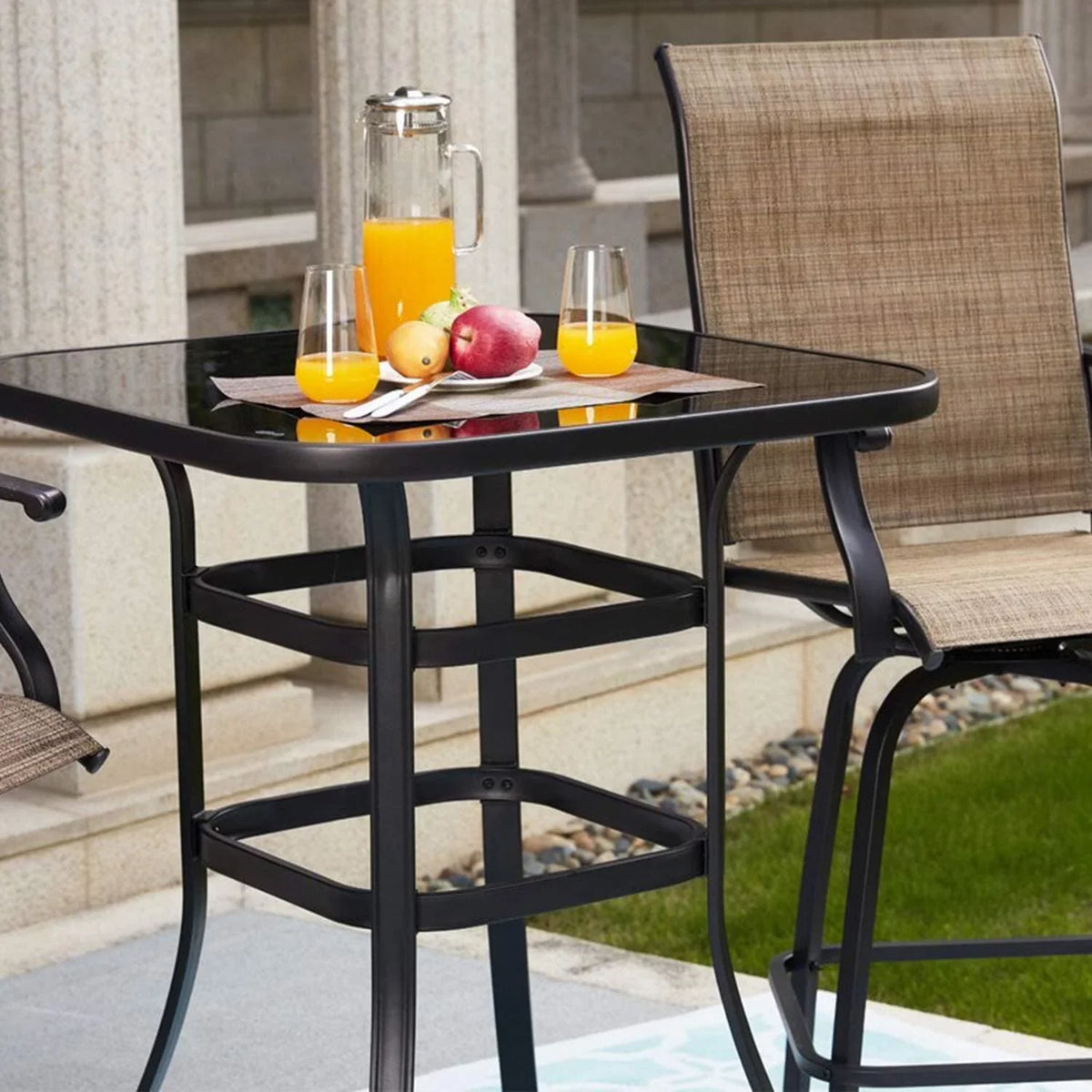Madison Modern & aqua Resistance Glass Bar Table For Poolside Use