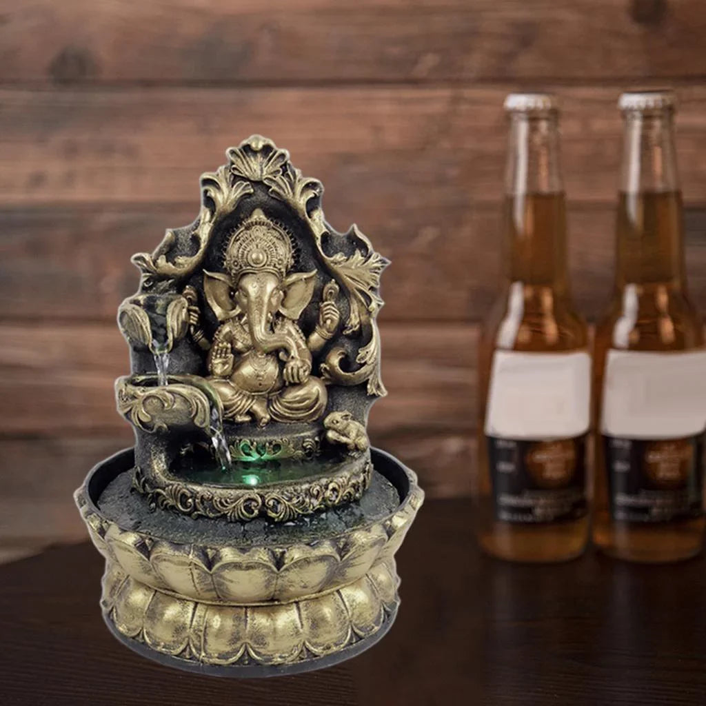 HandMade Hindu Statue Tabletop aqua Fountain Led Air Humidifier Compact Office Decor