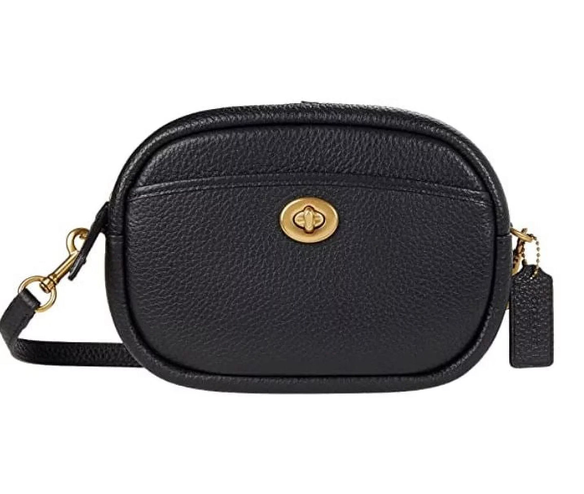 COACH Soft Pebble Leather Camera Bag with Leather Strap Black One Size C5809-B4/