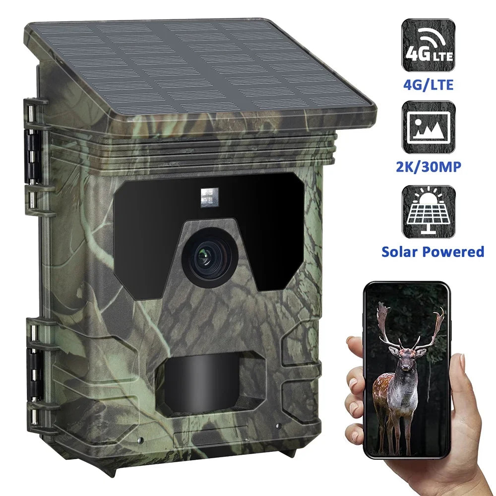 Lixada 4G Camera HC-600Pro 2K Video 30MP with Online Viewing App Infrared Tracking Live Stream Waterproof Motion Activated Supports 256GB