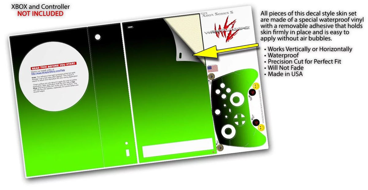 WraptorSkinz Skin Wrap matching with the 2020 XBOX Series S Console and Controller Smooth Fades Green Black (XBOX NOT INCLUDED)