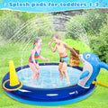 Kid Inflatable Swimming Pool, Blow Up Pool, Outdoor toys, Toddler Swimming Pool With Dolphin Sprinklers, Blue