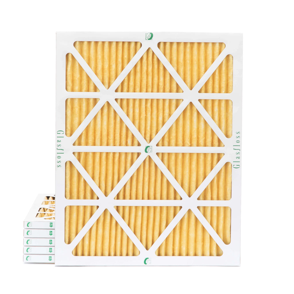 Actual Size: 19-3/8 x 23-3/8 x 7/8. 6 Pack of 20x24x1 MERV 11 Pleated Air Filters by Glasfloss