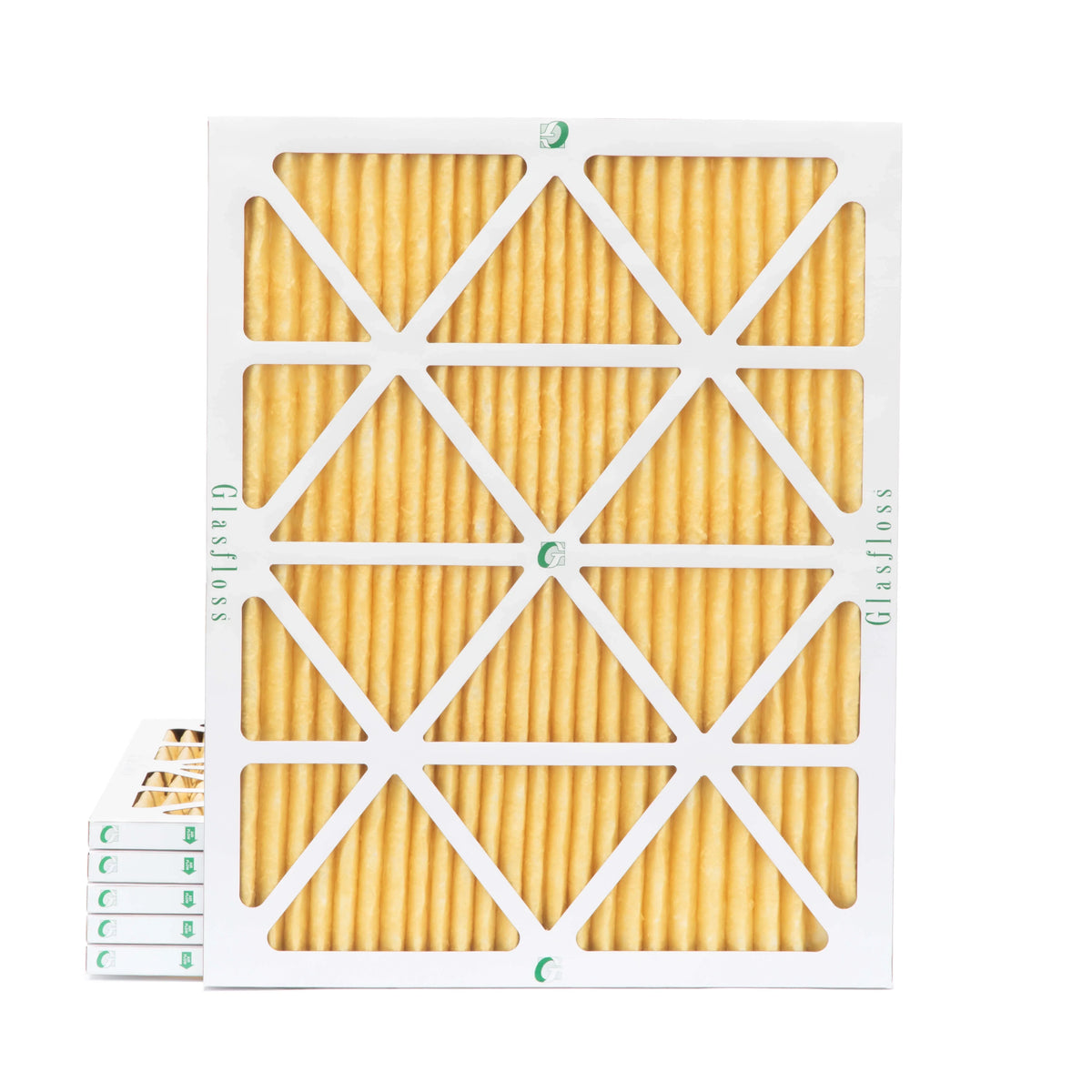 Actual Size: 19-3/8 x 23-3/8 x 7/8. 6 Pack of 20x24x1 MERV 11 Pleated Air Filters by Glasfloss