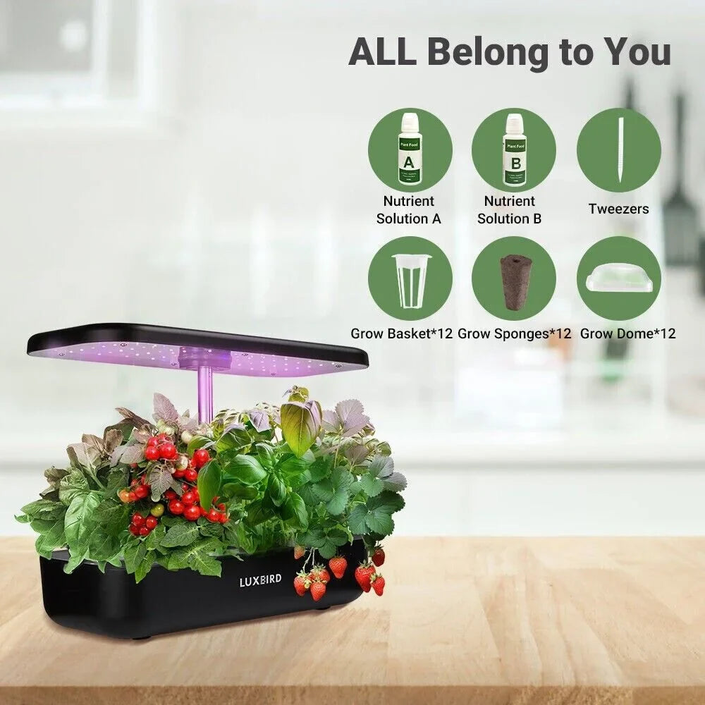 Hydroponics Growing System Indoor Garden Germination Kit 36W LED Grow Light Time