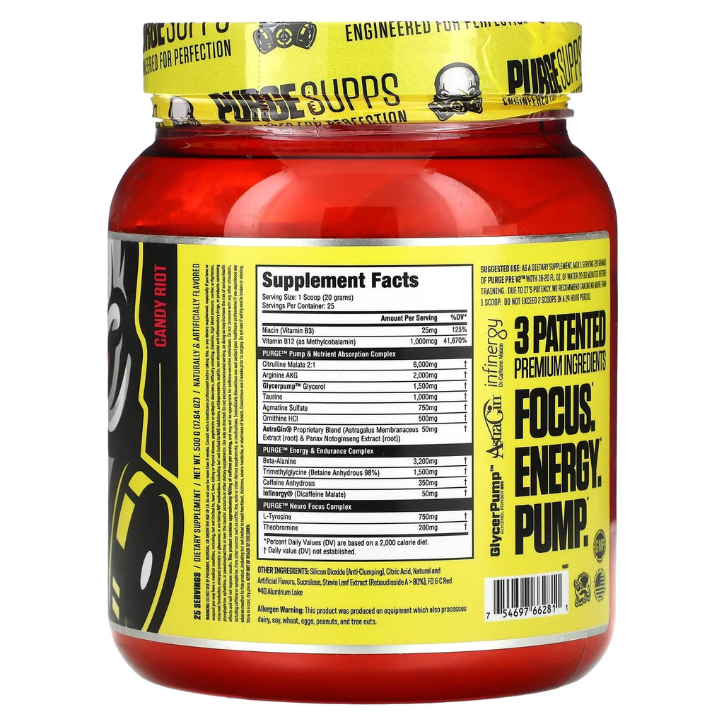 Purge Sports Pre V2 Pre-Workout Supplement 25srv