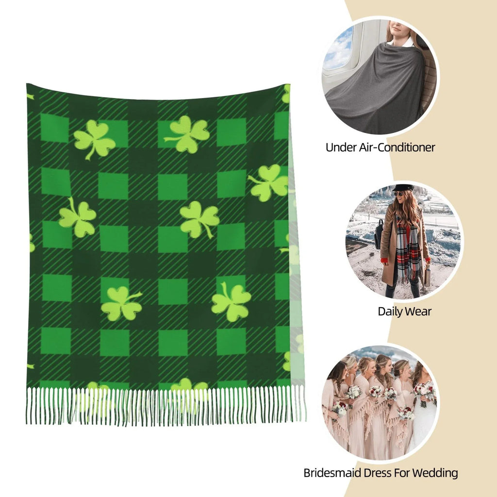 Patrick's Day5. Bingfone Soft Cashmere Feel Scarf For Women Elegant Art Print Winter Warm Scarves Large Shawl Wrap Gifts- Happy St