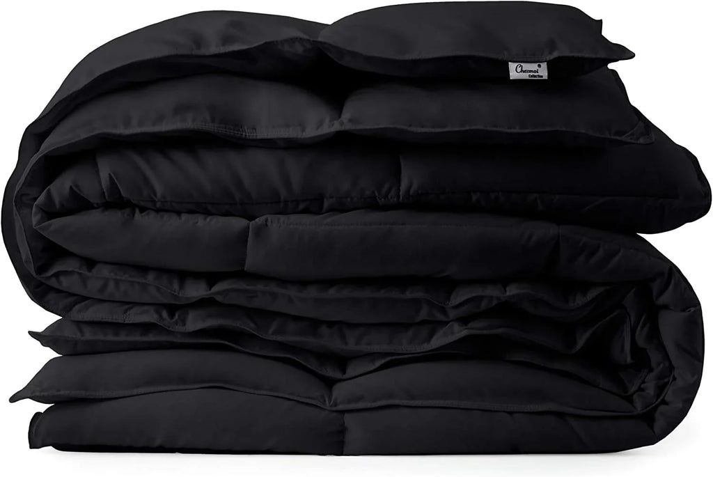 Chezmoi Collection All Season California King Size Down Alternative Comforter - Plush Microfiber Fill - Box Stitch Quilted - Duvet Insert with Corner Tabs (Cal King, Black)