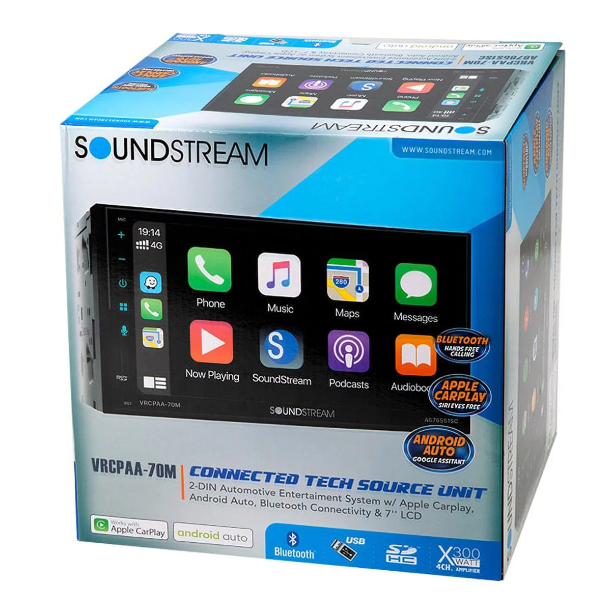 Soundstream VRCPAA-70M 7" Double DIN Bluetooth  CarPlay & Android +Camera Silver