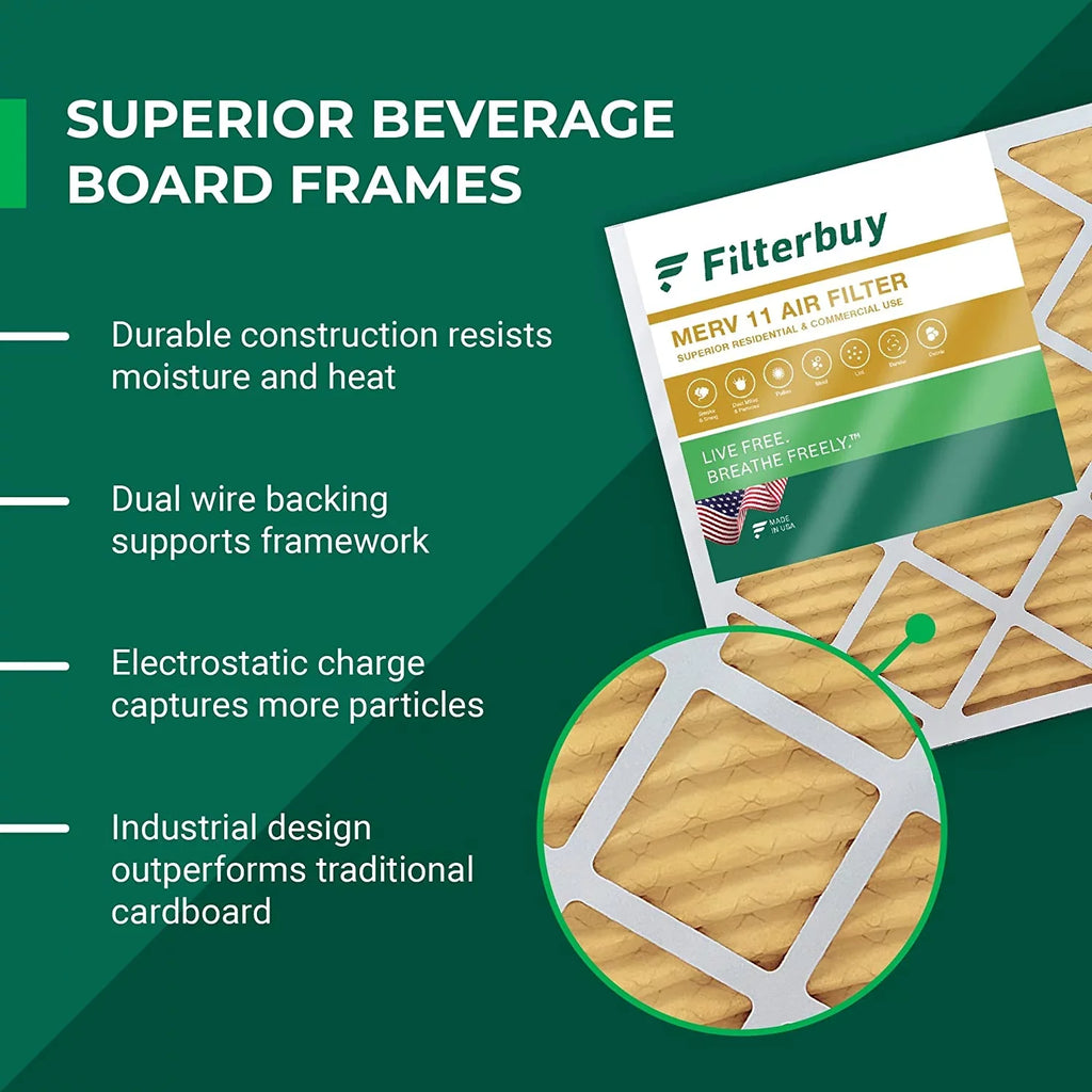 Filterbuy 12x24x4 MERV 11 Pleated HVAC AC Furnace Air Filters (2-Pack)