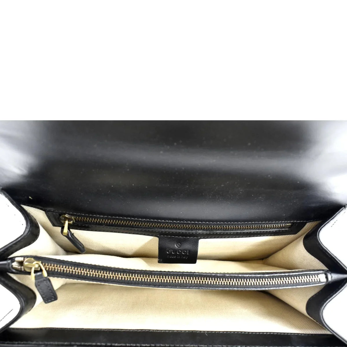 Pre-owned GUCCI Knight Malaga Kid Heart Medium Leather Crossbody Bag Black 431777
